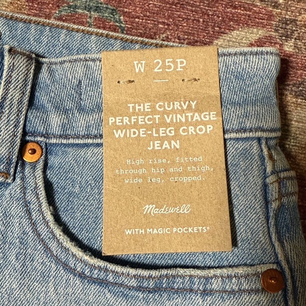 MADEWELL The Curvy Perfect Vintage Wide-Leg Crop Jean NWT Size 25P - Picture 4 of 14